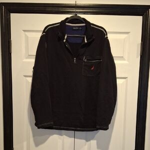 Nautica Navy Quarter-Zip Pullover with Red Accent